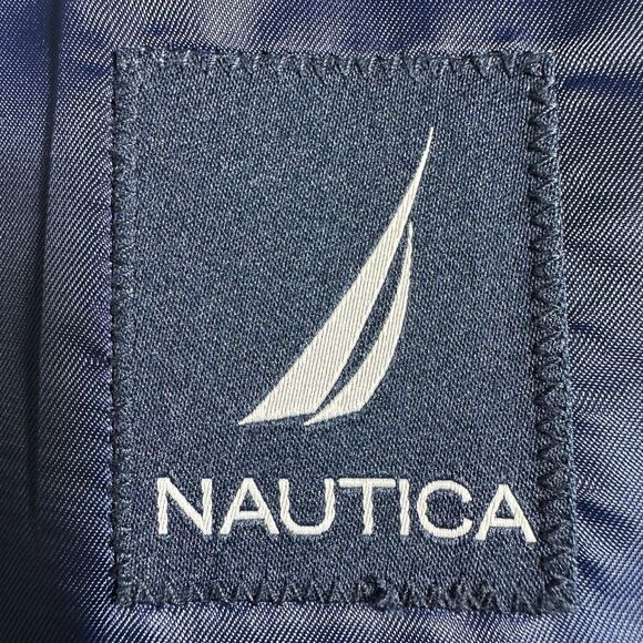 NAUTICA Mens Blazer Sport Coat Two Button Casual Jacket 40R Navy Blue Suits - Picture 11 of 12